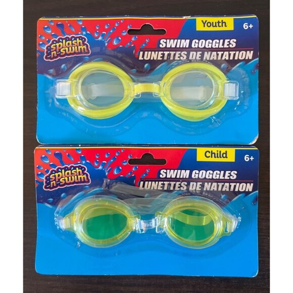 3 For $6 NWT Splash 'N Swim Child Swim Goggles Bundle Of Two Ages 6+ Yellow - Picture 1 of 1
